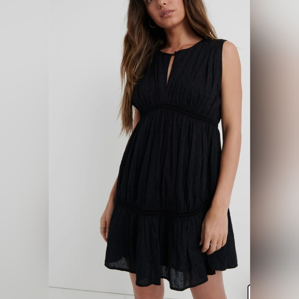 Lucky Brand Dress Hazel Peasant Clip Dot Size Small Petite